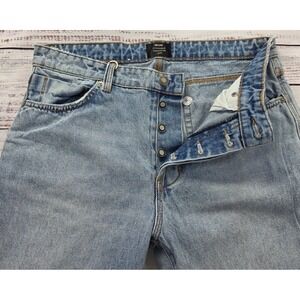 Neuw Denim Jeans Mens 34 Light Blue Good Button Fly Straight‎ Leg Altered Hem?